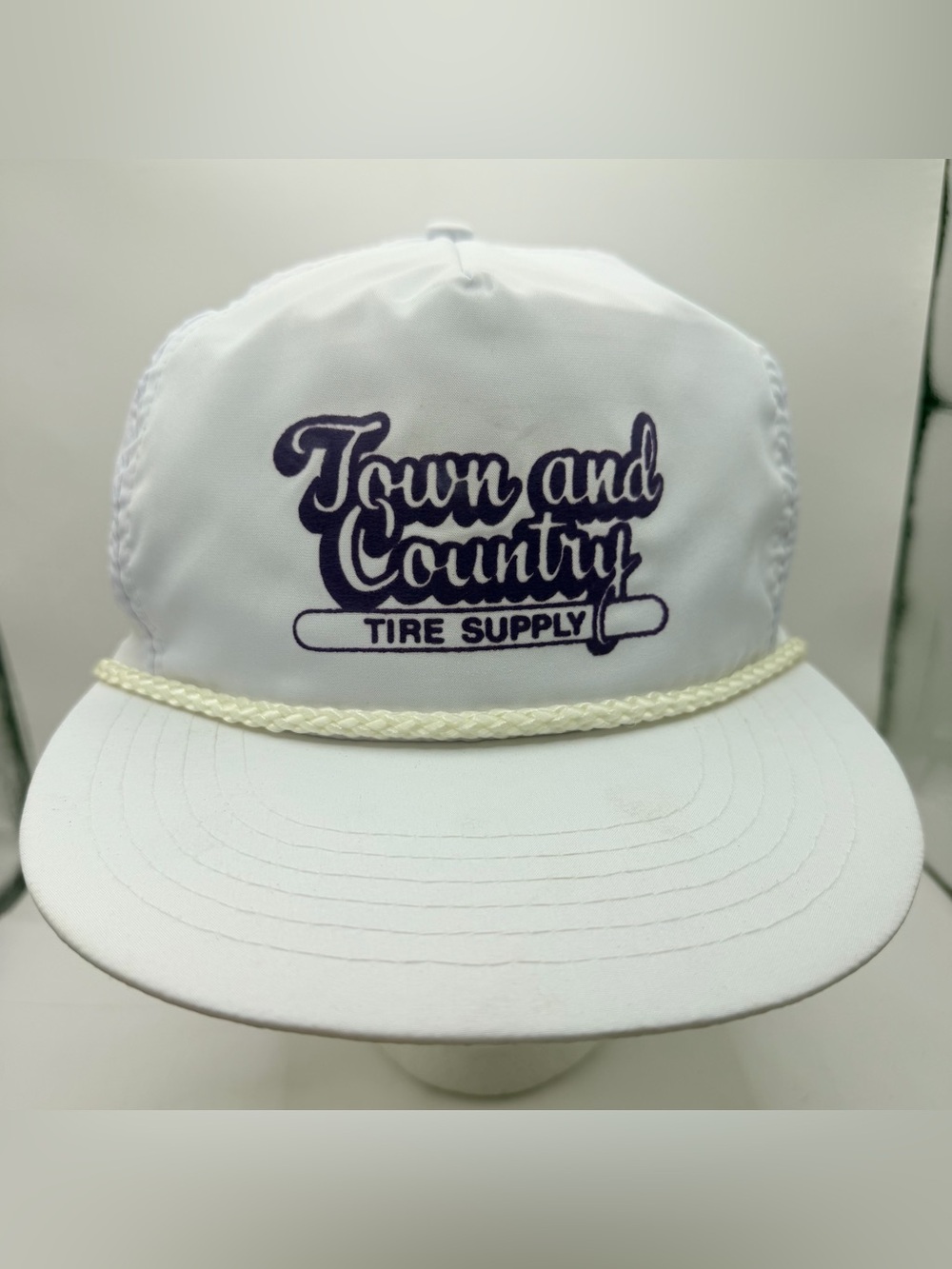 Town and Country Tire Supply White Rope-Trim Trucker Hat